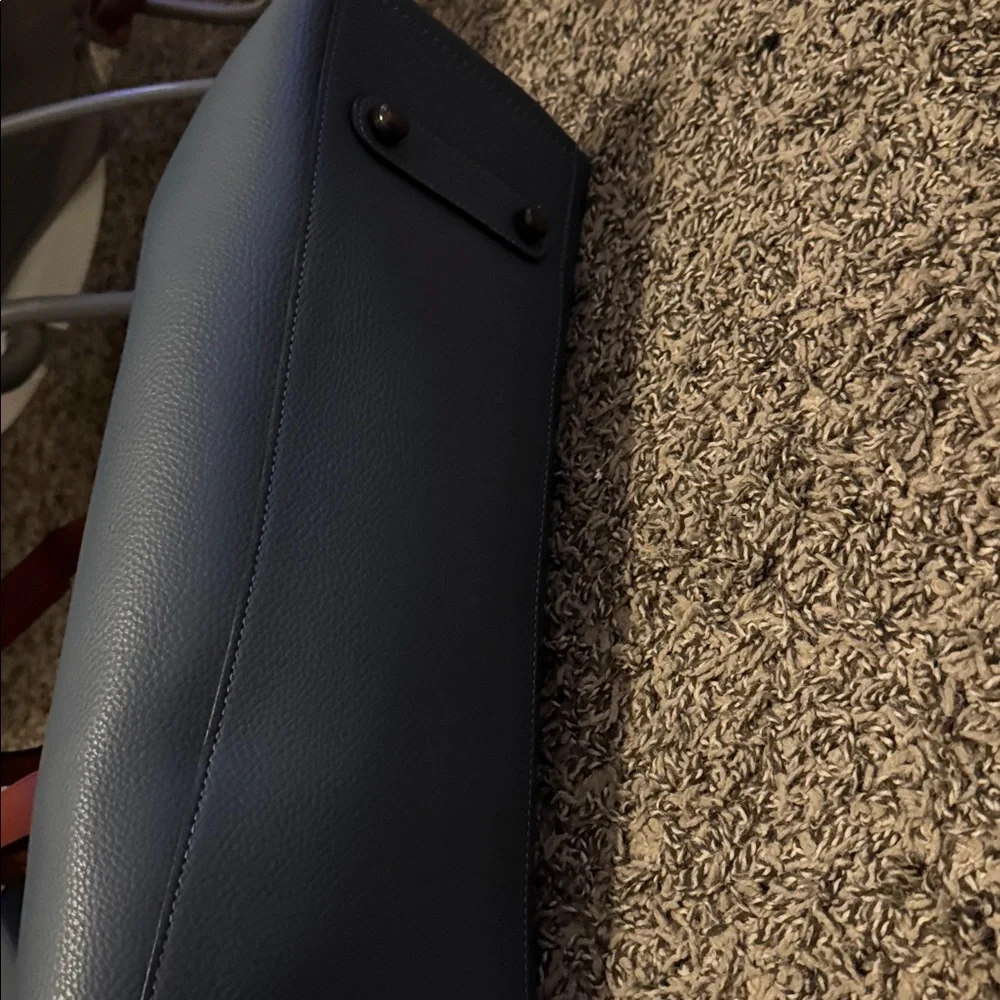 Coach Leatherware Dark Gray Tote with Brown Handles - Picture 3 of 4